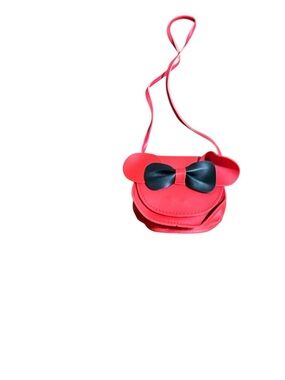 Kids Bright Red Crossbody Bag with Black Bow Accent